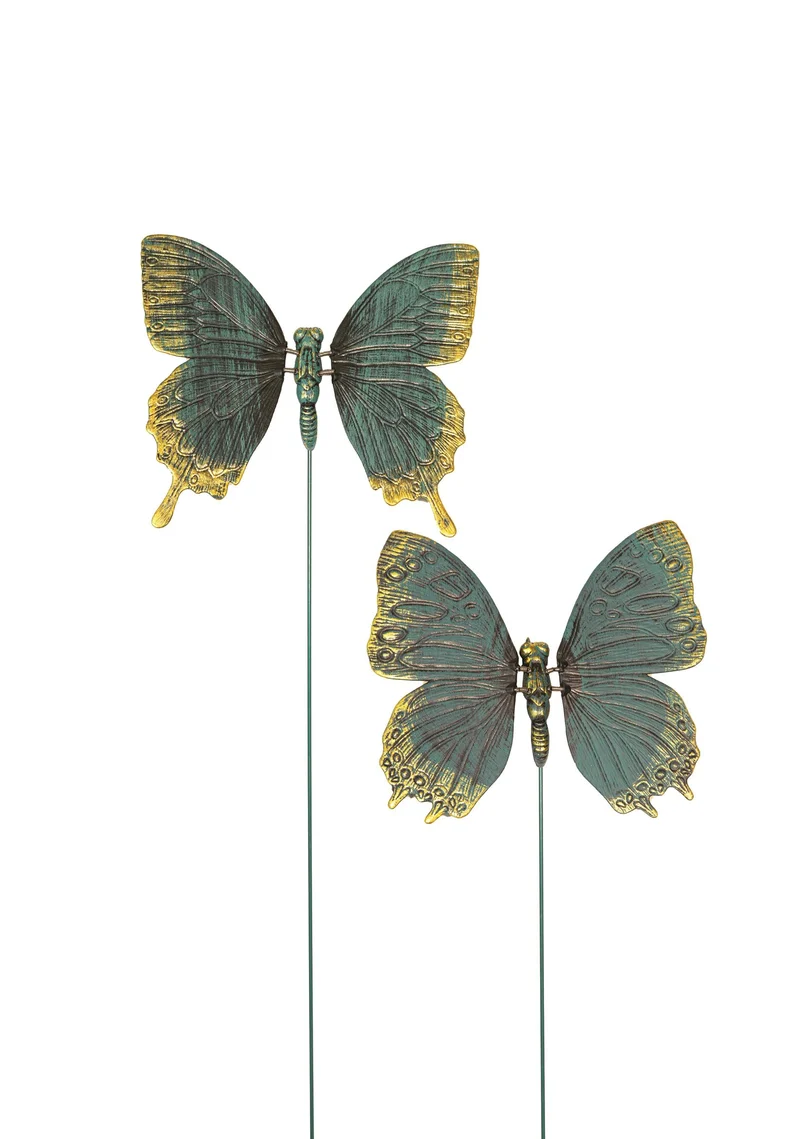 VLINDER BRONS 15CM/60CM STEKER 2 ASSORTIE KUNSTSTOF
