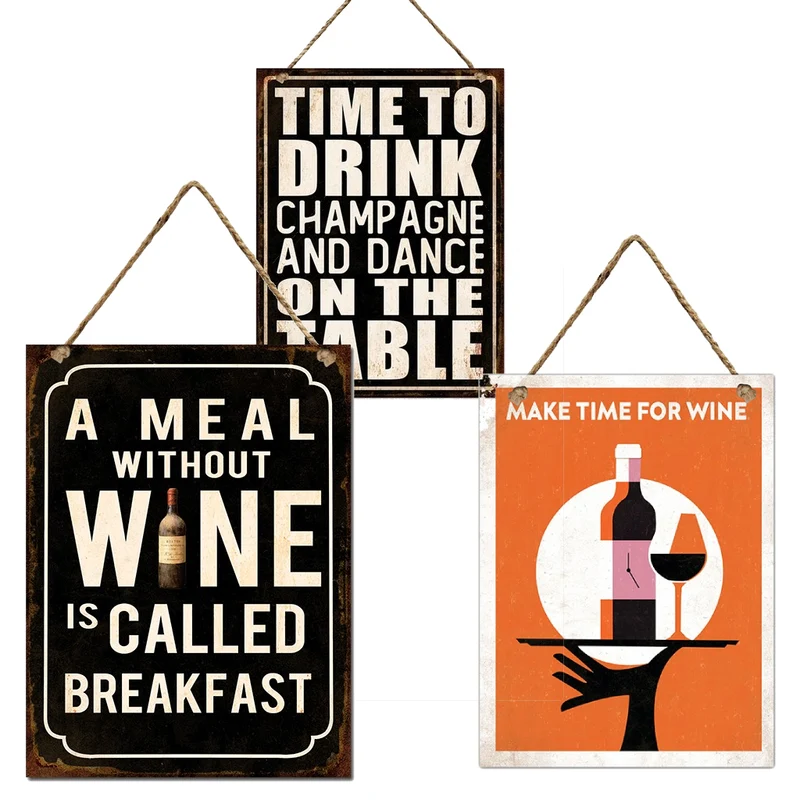 Wall Hanger Metal Wine/Champ. Mix/3 30x40cm