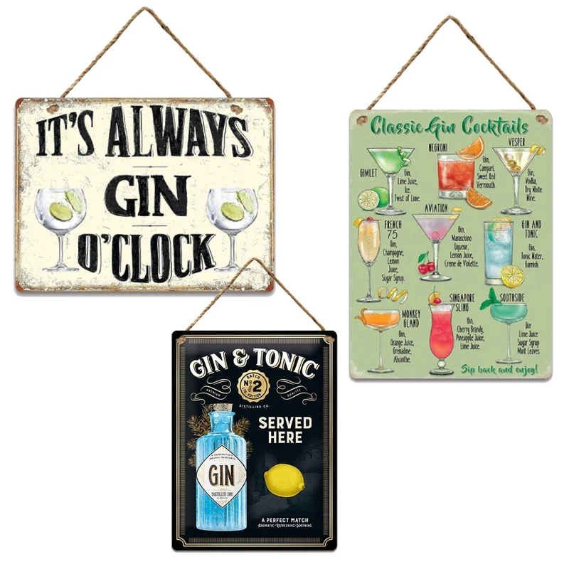 Wall Hanger Metal Gin Mix/3 30x40cm
