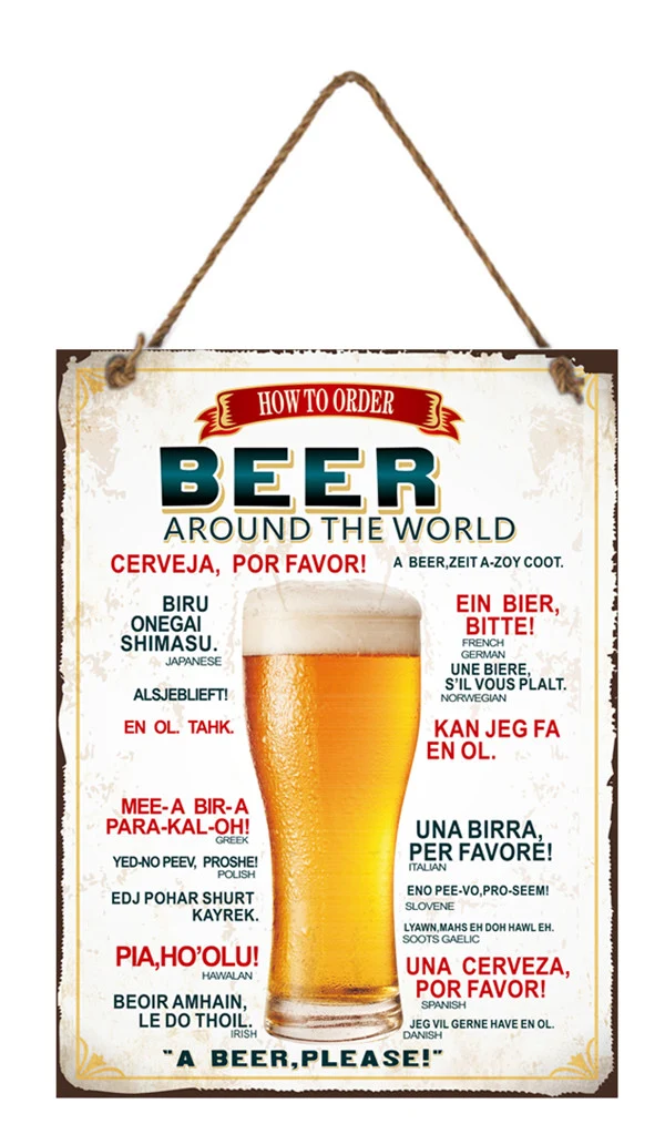 Wall Hanger Metal Beer 30x40cm