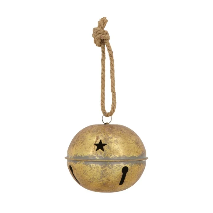 Bell metal Ø13.5x12cm Antique gold grey-washed