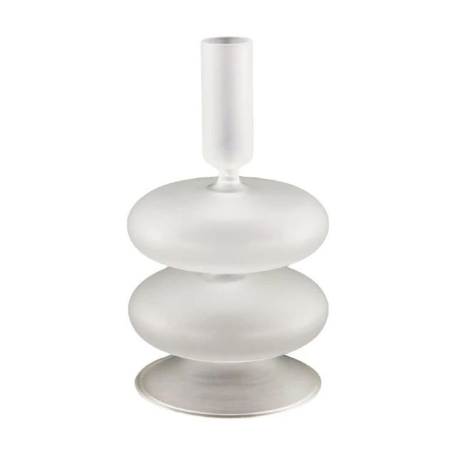 Dinnercandle holder glass Ø10x17.5cm White