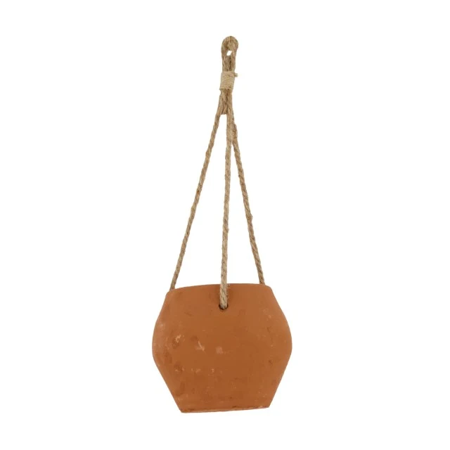 Planter hanging terracotta with rope Ø12.5x11cm Terra cotta