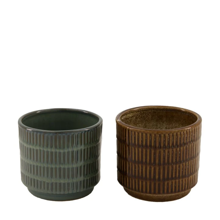 Planter ceramic Ø10.5x9.5cm Mixed Blue/Brown