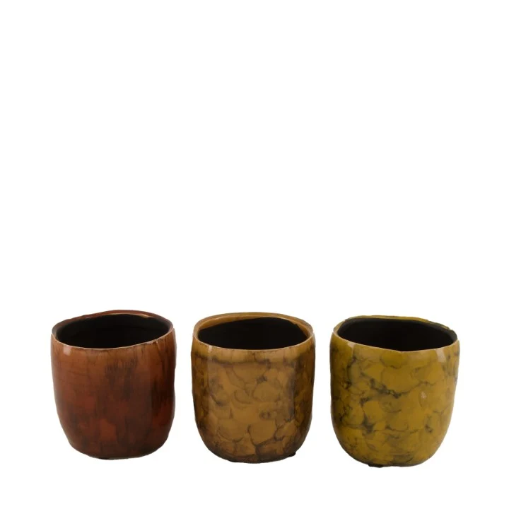 Planter ceramic Ø10x10cm Mixed brown