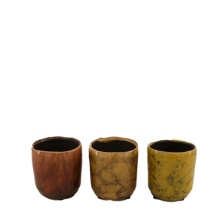 Planter ceramic Ø8x8.5cm Mixed brown