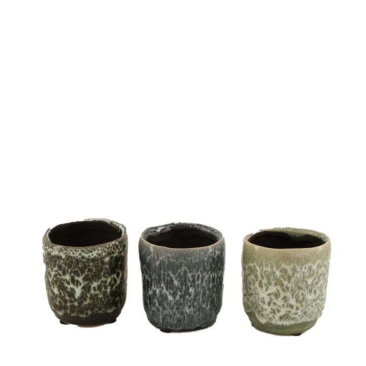 Planter ceramic Ø8x8.5cm Mixed grey