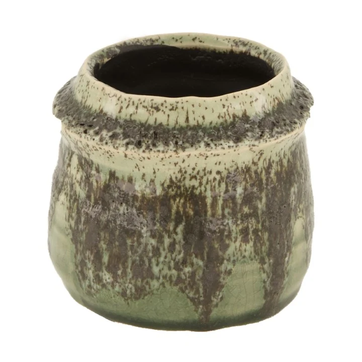 Planter ceramic Ø9.5x9cm Green/Grey