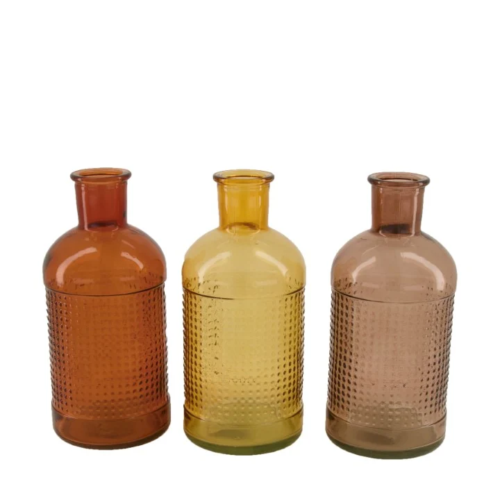 Bottle glass Ø9x19.5cm Mixed brown