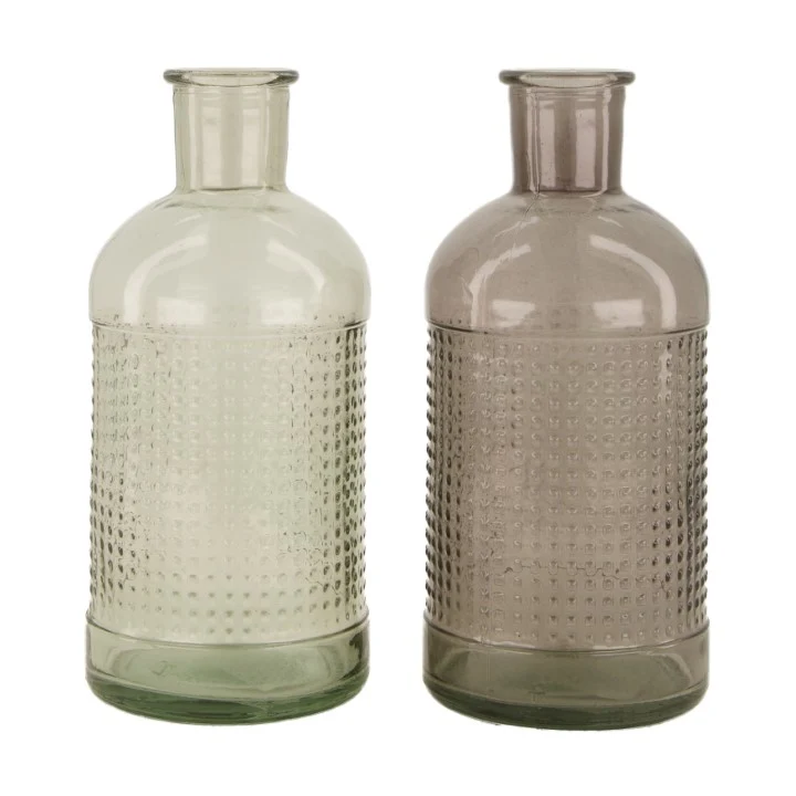 Bottle glass Ø9x19.5cm Mixed grey