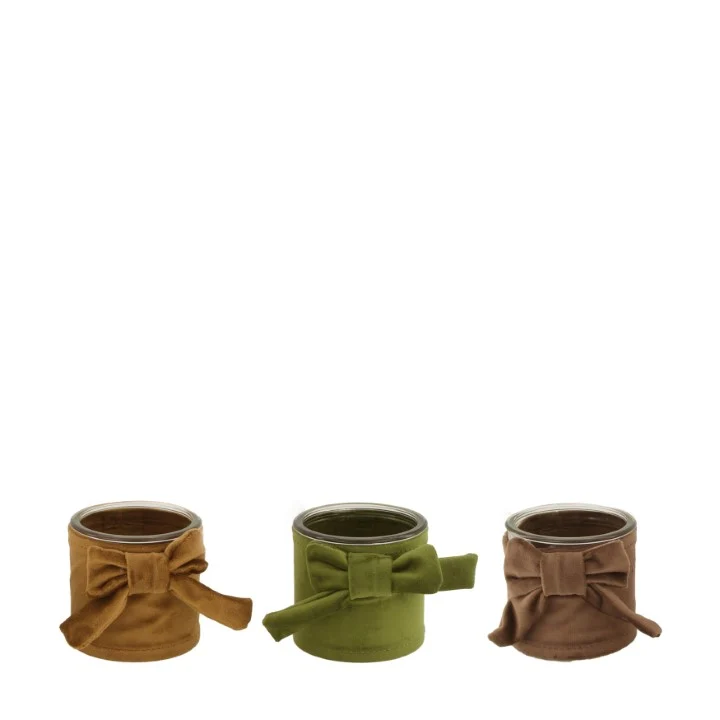 Tealight holder cotton glass Ø10x10cm Mixed brown