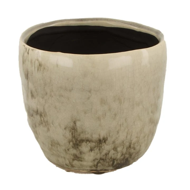 Planter ceramic Ø14x12cm Taupe/Grey