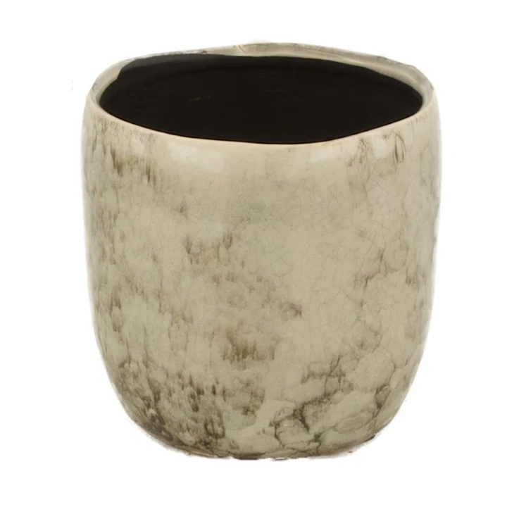 Planter ceramic Ø10x10cm Taupe/Grey