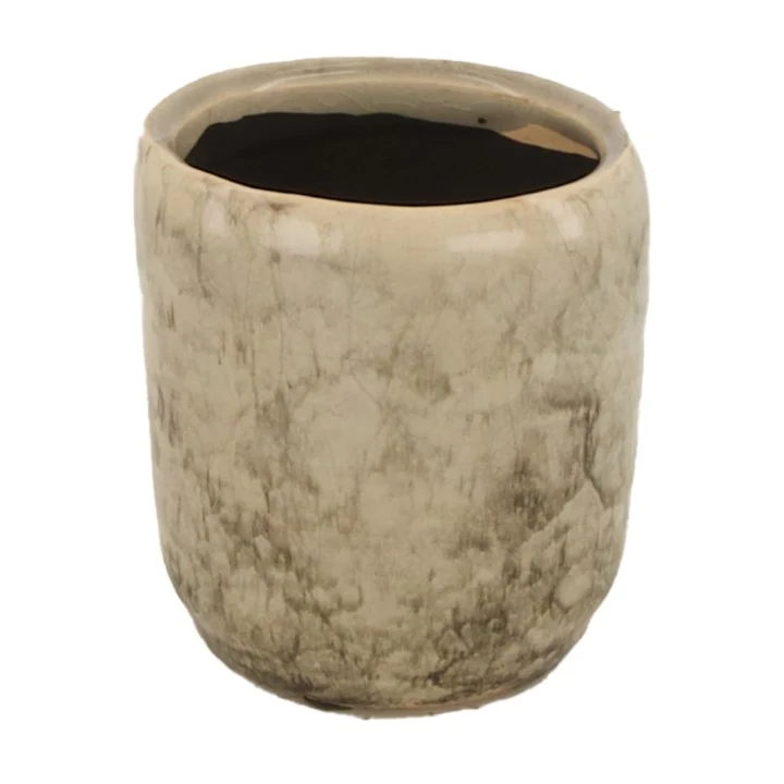 Planter ceramic Ø8x8.5cm Taupe/Grey