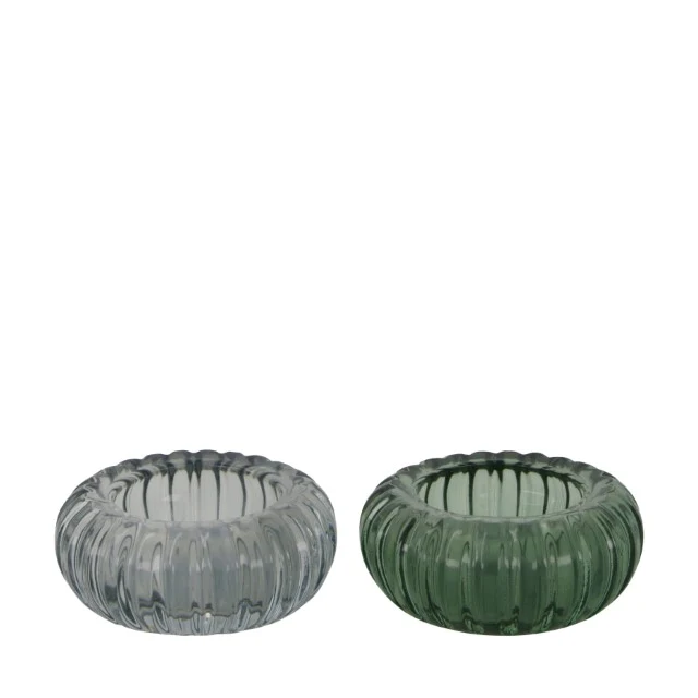 Tealight holder glass Ø8.3x3.5cm Green mix