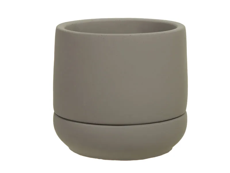 cement flowerpot+saucer natural Ø 12x11.5 cm