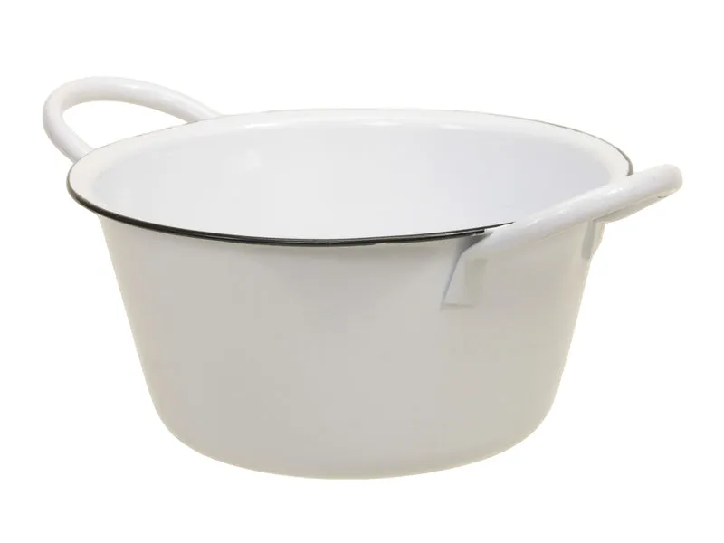 metal bowl w/ears white Ø 19x10 cm