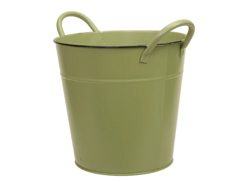 metal basket w/ears green Ø 20x19 cm