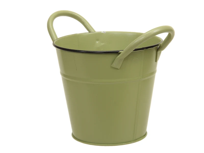 metal basket w/ears green Ø 14x13 cm