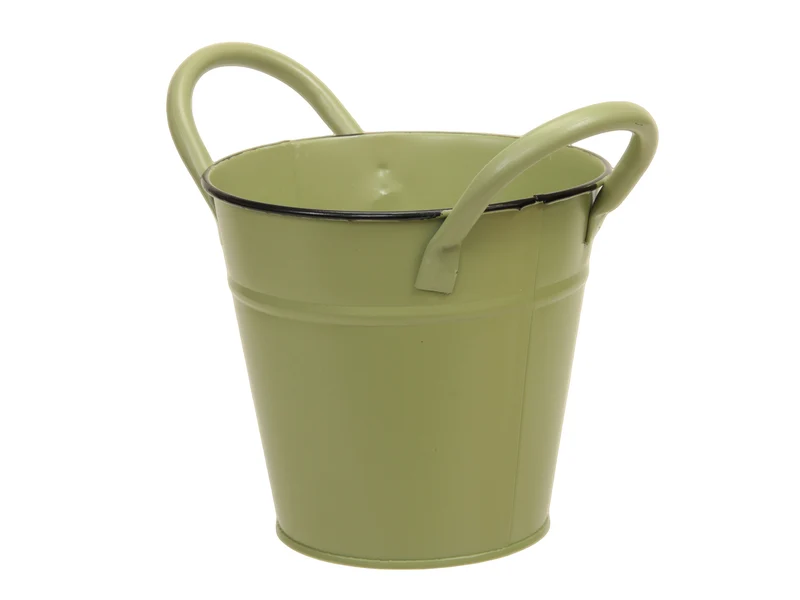 metal basket w/ears green Ø 13x12 cm