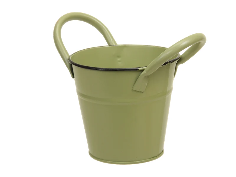 metal basket w/ears green Ø 11x10 cm