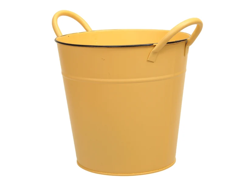 metal basket w/ears yellow Ø 20x19 cm