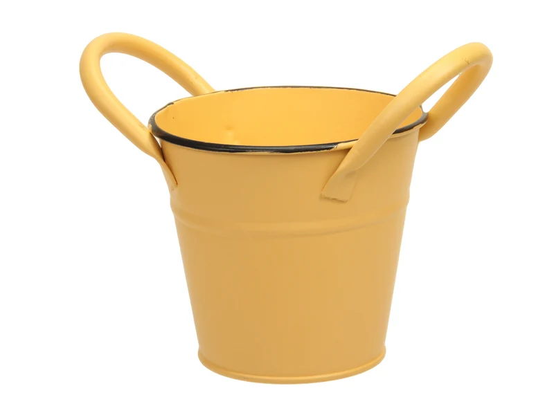 metal basket w/ears yellow Ø 11x10 cm