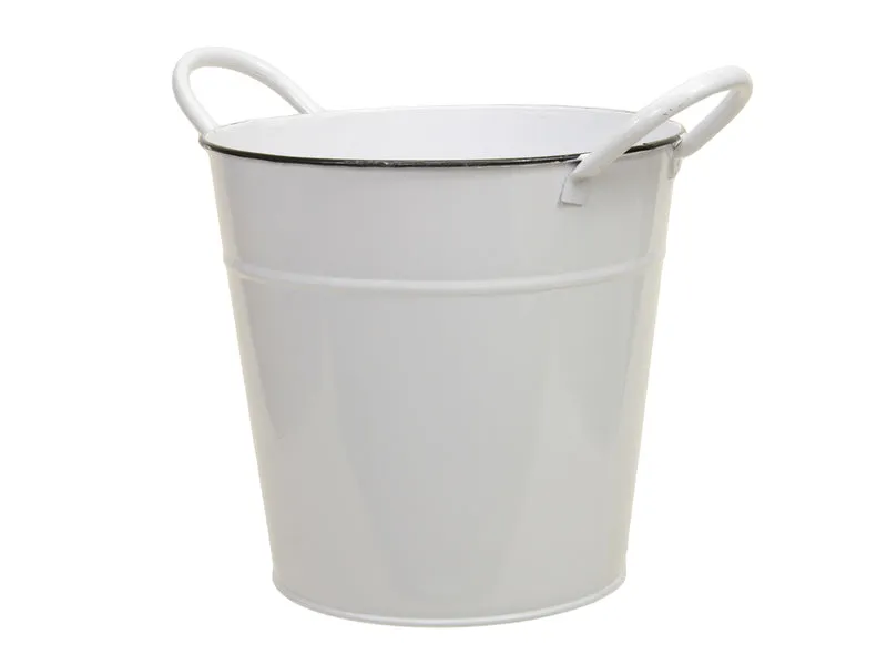 metal basket w/ears white Ø 20x19 cm
