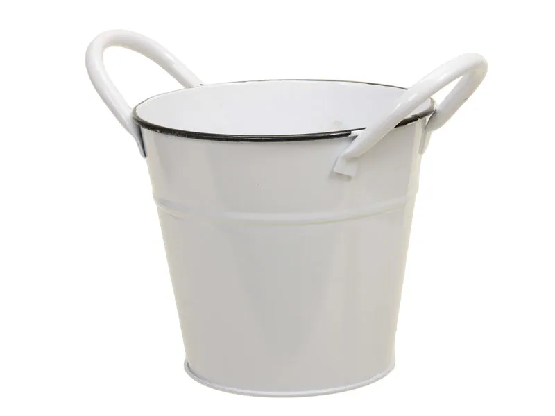 metal basket w/ears white Ø 14x13 cm