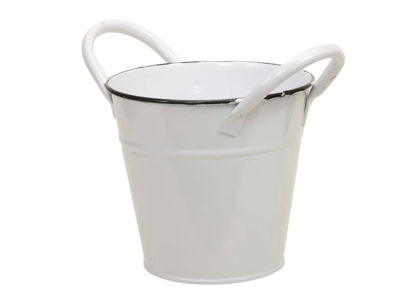 metal basket w/ears white Ø 13x12 cm