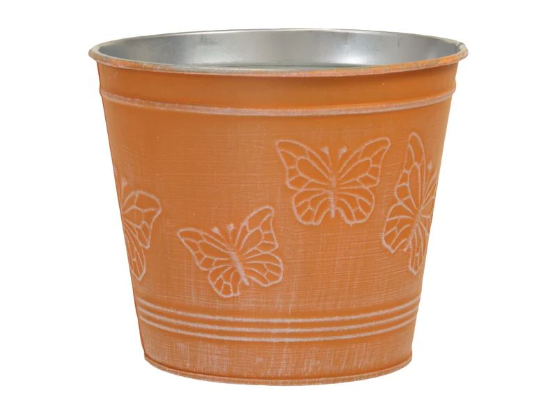 metal basket w/butterflies orange Ø 14x12 cm