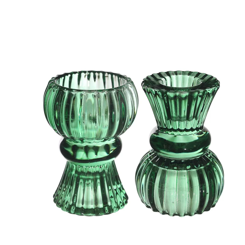 Duo candle holder Nora Ø6 x h.8 cm dark green