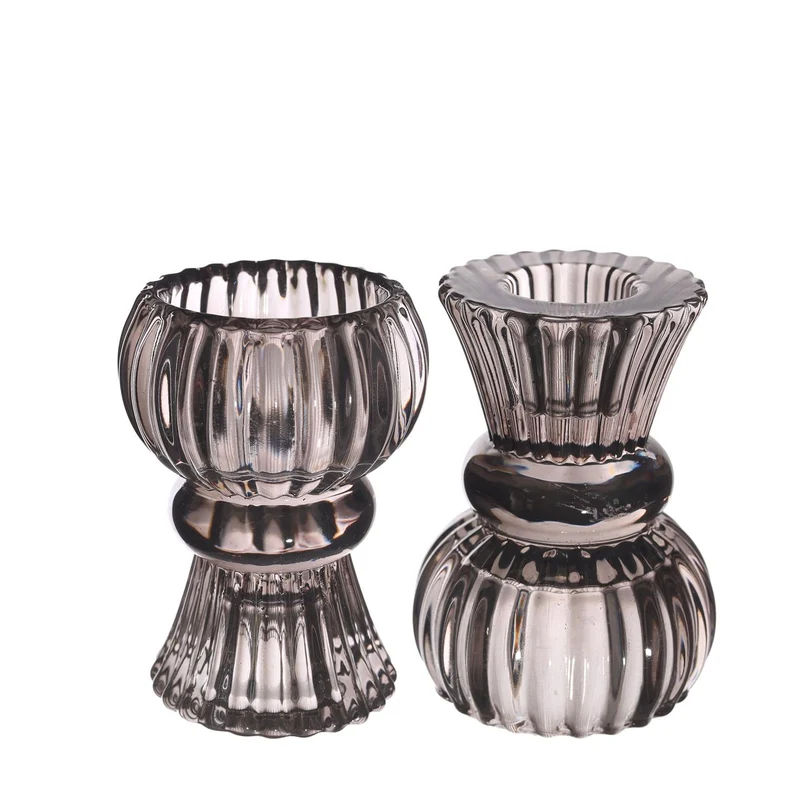 Duo candle holder Nora Ø6 x h.8 cm grey