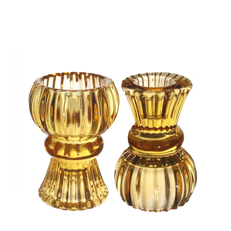 Duo candle holder Nora Ø6 x h.8 cm ocre