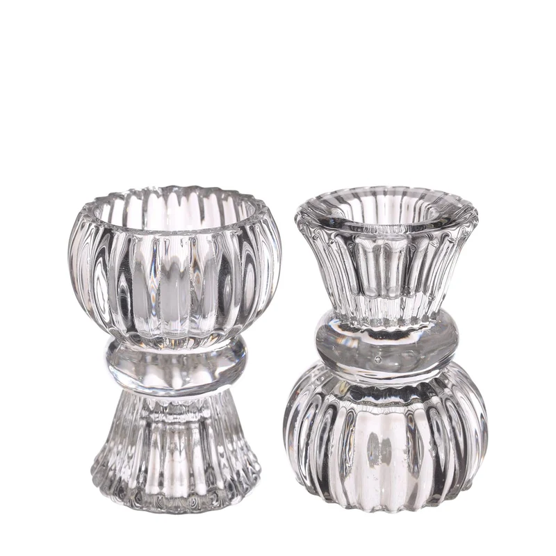 Duo candle holder Nora Ø6 x h.8 cm clear