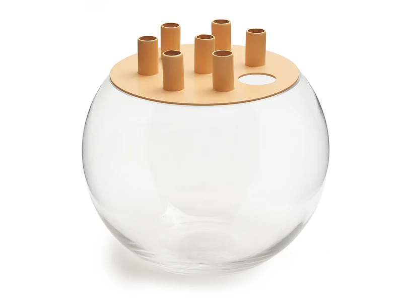 Glass ball tulip vase Ø20x17cm apricot