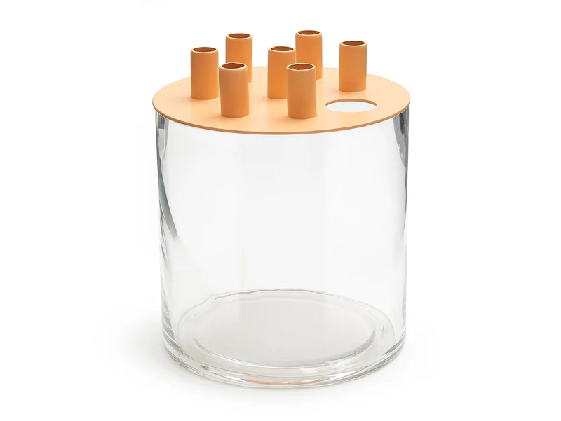 Glass cylinder tulip vase Ø15x18cm apricot