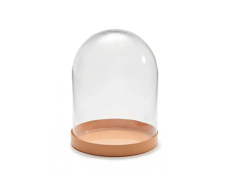 Glass bell jar Ø12x15,5cm apricot