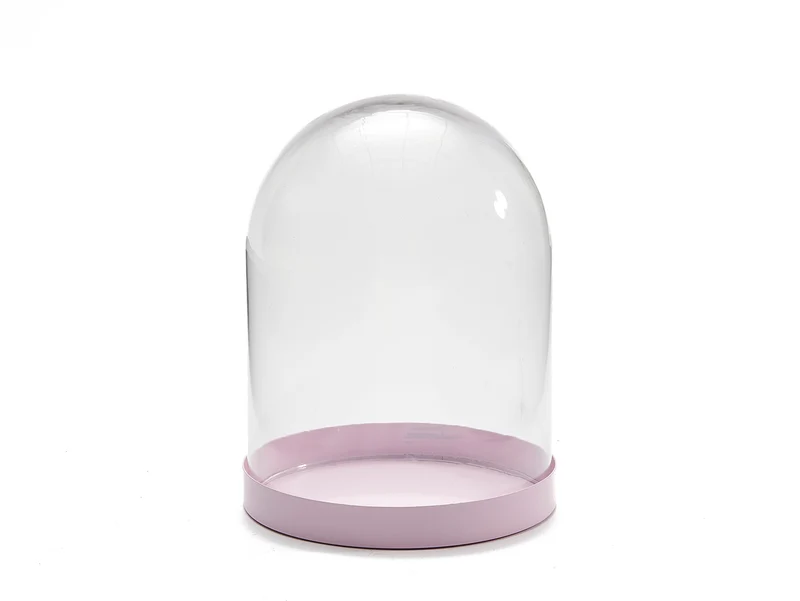 Glass bell jar Ø12x15,5cm pink