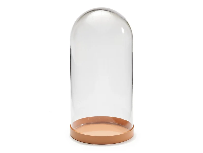 Glass bell jar Ø10x20,5cm apricot