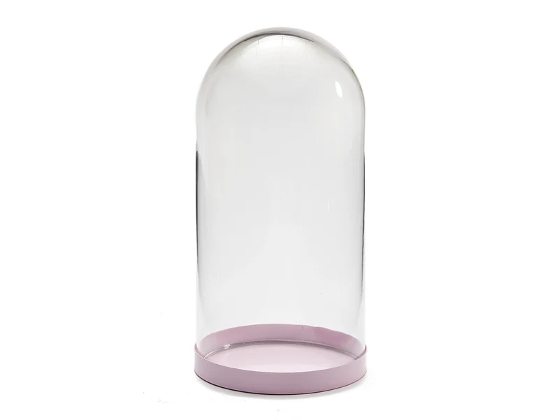 Glass bell jar Ø10x20,5cm pink