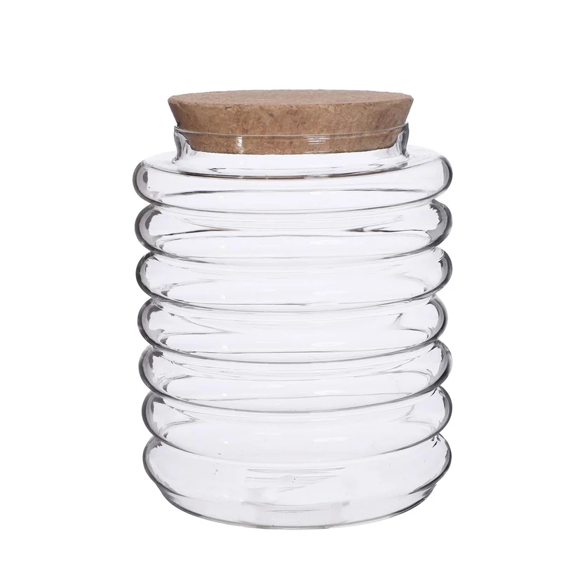 Terrarium Rib glass Ø13,5 h.16cm w.cork