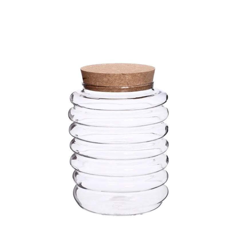 Terrarium Rib glass Ø11 h.14cm w.cork