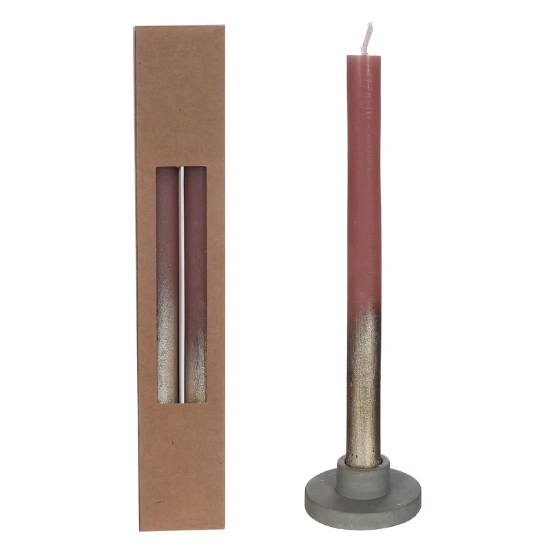Dinner candle mauve w.Gold spray set/2 Ø2.1 h. 25cm