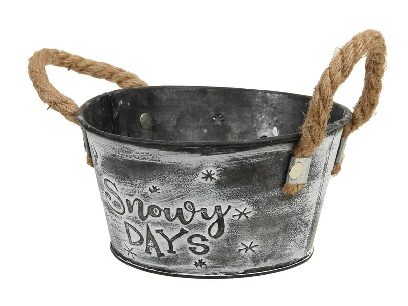 pc. 1 metal bowl w/handles grey Ø 15x8 cm