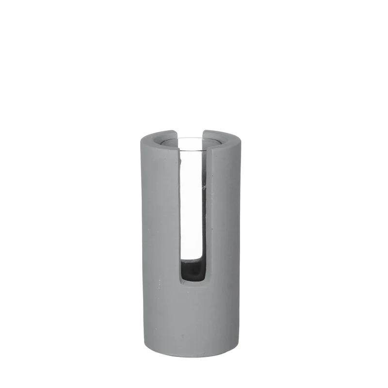 Cement and glass flower vase Ø6 h.13.5 cm
