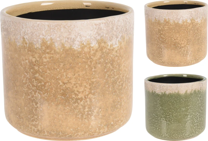 BLOEMPOT BASSIE AARDEWERK 2 ASSORTIE KLEUR D11 H10CM