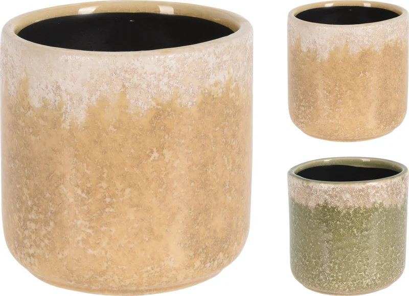 BLOEMPOT BASSIE AARDEWERK 2 ASSORTIE KLEUR D8 H8CM