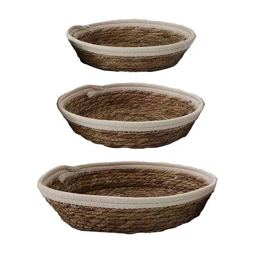 S/3 Tray D33 H8cm Natural/White