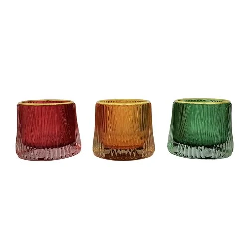 Tealight holder Castro Glass 3 assorti D8 H7cm